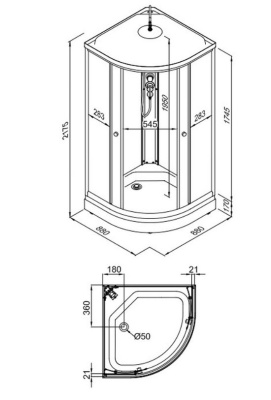 Душевая кабина Нова (88*88) А" низкий поддон, черный купить в интернет магазине Вегос-М в Улан-Удэ