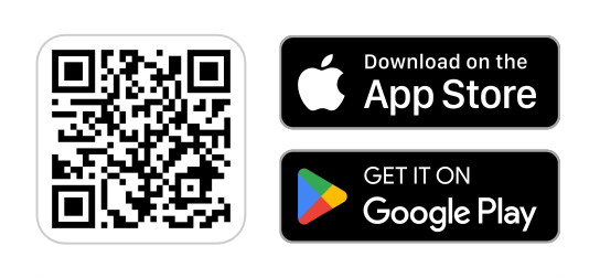 QR-код и кнопки загрузки приложения Вегос-М в App Store и Google Play