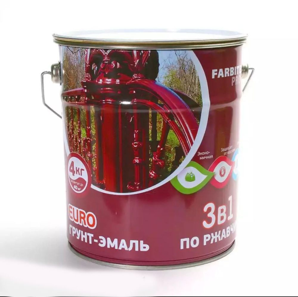 Грунт-эмаль по ржавчине Серый Профи 4кг Olecolor Глянц. (4)