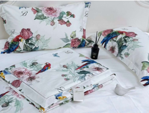 КПБ Люкс сатин "Мир тропиков"  80 размер евро + одеяло