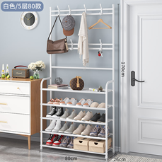 Стойка для обуви Руви 2 белая с вешалкой, 5 полок, металл (10)