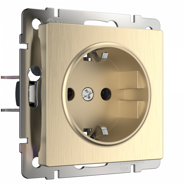 Шампань рифленый розетка Скрытой установки 1 мест с заземлением и шторками W1171110 (10)