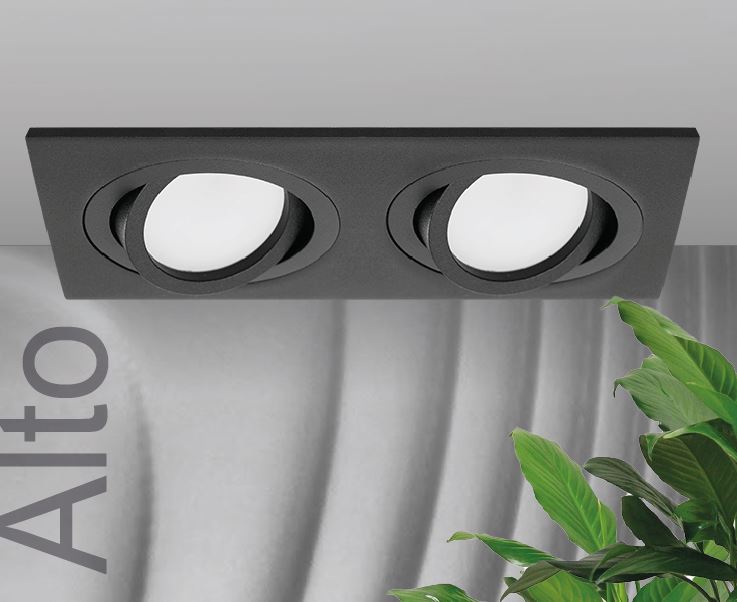 Светильник точечный под лампу двойной Чёрный GU5.3  ALTO WOLTA WDL-GU5.3/01BL- 02 