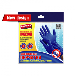 Перчатки латексные максимальной плотности, 1пара, размер L, синие Avikomp (20)