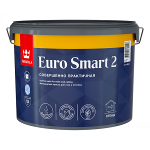 Краска Tikkurila EURO SMART 2 В/д Интерьерная Белая Глубоко-матовая 9л (1)