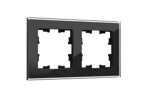 Черный стекло рамка 2 поста РУ-2-2-БрЧ