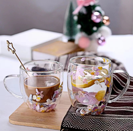 Стакан с ручкой 350 мл "Лиловый букет"