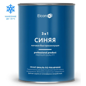 Грунт-эмаль по ржавчине Elcon 3 в 1 матовая синяя 0,8 кг (12)