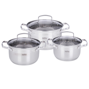 Набор кастрюль, VETTA Берн индукция 6 пр (1,9л+2,6л+3,5л) со ст. крышкой