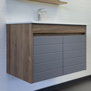 Тумба Кемер-75 антрацит/дуб тёмн-корич + ум. Comforty 75E (1)