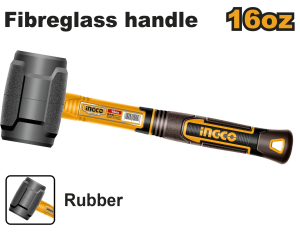 Киянка 450 гр резиновая черная фибергласовая ручка INGCO HRUH8816 (10)