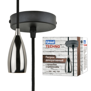 Патрон декоративный, серия «Techno», с проводом (1м) и креплением DLC-T-S32/E27 TS/1M/BL PEARL BLACK
