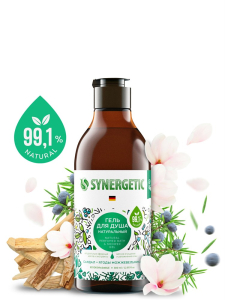 Гель для душа натуральный биоразлагаемый SYNERGETIC Сандал и ягоды можжевельника, 0,38л (12)(_12_)