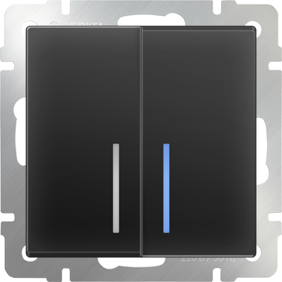 Черный мат выключатель Скрытой установки 2-х клав С подсветкой Werkel W1120108 (10)