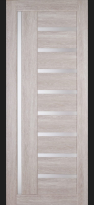 Дверь Валенсия Дуб Серый Экошпон ПО 700 Черное стекло