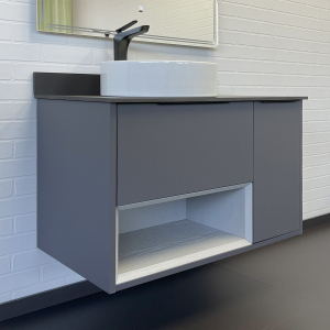 Тумба Джанкой-90 антрацит с черной столешни + рак. COMFORTY 9111 (1)