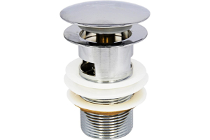 Донный клапан (выпуск) для умыв 1.1/4", клик-клак с переливом (круг),SS 201