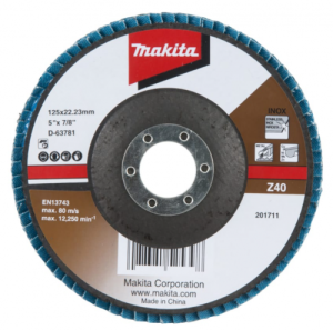 Лепестковый шлифовальный диск Makita 125x22,23 мм, Z40, стек/вол, угл, D-63781 (10)
