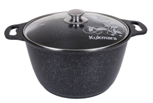 Кастрюля 6,0л Мраморная ст/кр а/п темный мрамор п/у (2) кмт62-1а