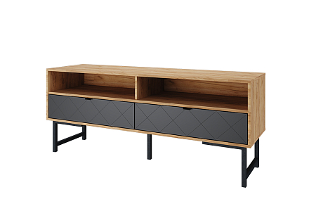 Тумба ТВА (ЛДСП Дуб Крафт золотой/МДФ Графит/МЕТАЛЛ Графитовый Муар (0053/0010/0189)) Тм025.0