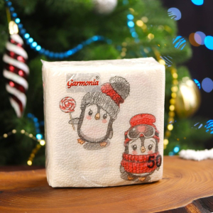 Салфетки бумажные Гармония цвета «Пингвины» 1 слой, 24х24, 50 шт. 9902760(__)