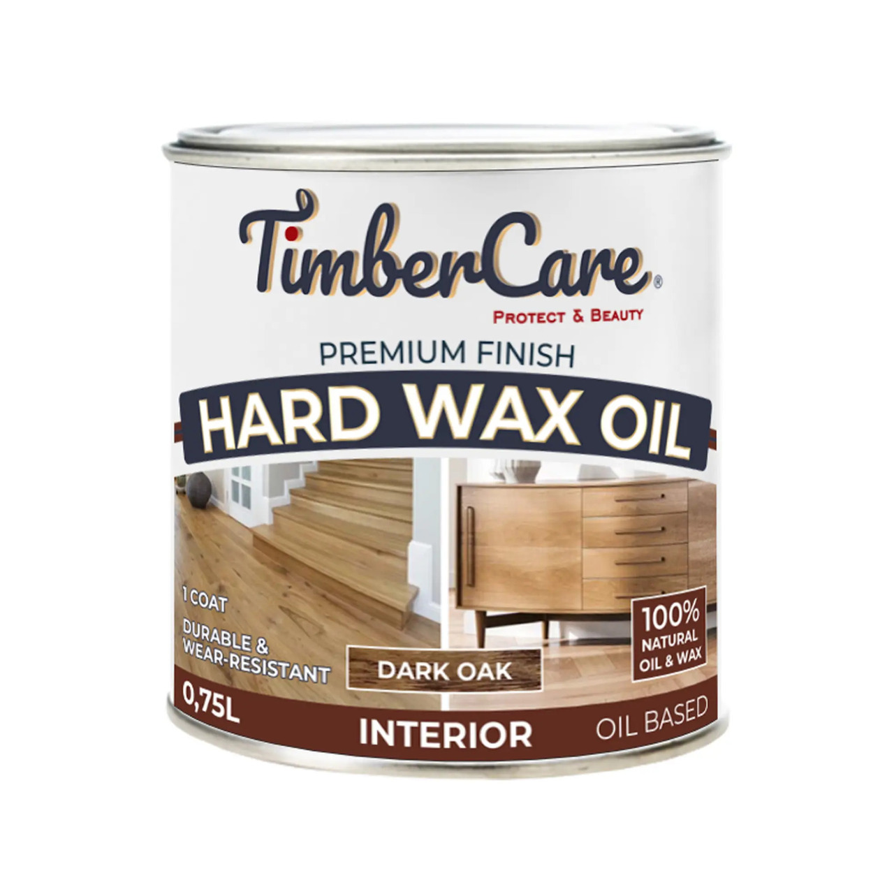 Защитное масло с твердым воском TimberCare Hard Wax Oil Темный дуб 0,75л (4)