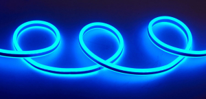 Светод гибкая лента NEON Голубой IP67-220V-8W/120LED/m-8mm-IP67 (50м)(_50_)