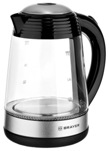 Чайник электр  BRAYER 1012BR- BK, 2200 Вт, 1,7 л, стекло (_4_)