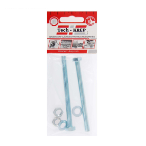 Болт DIN933 с шестигранной головкой оцинк.  М8х100 + гайка + шайба (2 шт) - пакет/10