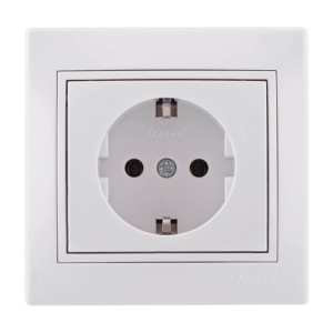 Розетка Белая 1 местная скрытой установки с заземлением Lezard(120/10)