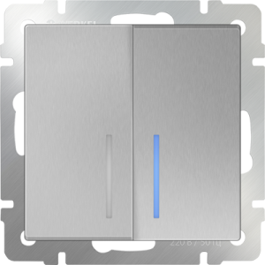 Серебряный выключатель Скрытой установки 2-х клав. С подсветкой Werkel W1120165 (10)