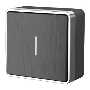 Выключатель Графит рифленый Открытой установки 1 клав С подсветкой  Gallant W5010104 (10)