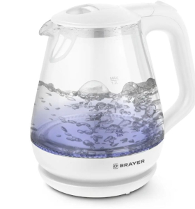 Чайник электрический BRAYER, 1630 Вт, 1,2 л, стекл.корп, термометр 1063BR-WH (_6_)