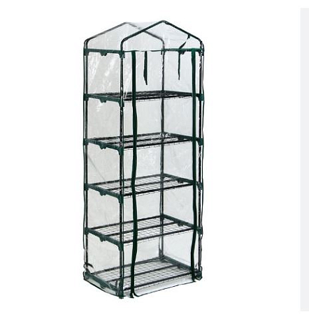 Парник-стеллаж, 5 полок, 193 × 69 × 49 см, металлический каркас d = 16 мм, чехол плёнка 80 мкм