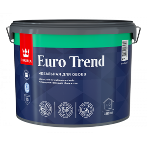 Краска Tikkurila EURO TREND интерьерная для обоев и стен Белая Матовая 9л (1)