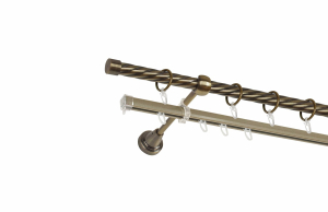 Карниз метал. СМ-2407/200/1Ш 2-х ряд золото антик (крученая) d16