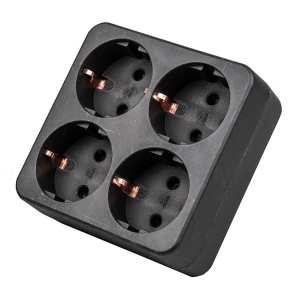 Разветвитель сетевой, с/з. 4 гнезда. 16А, 3500Вт. Черный.S-GES4-16S BLACK ТМ Uniel (100)