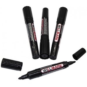 Маркер строит. двусторонний черный WILLMARK (100)