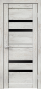 Дверь Линия 6 Дуб трэвис серый/Лакобель черное ПО 600