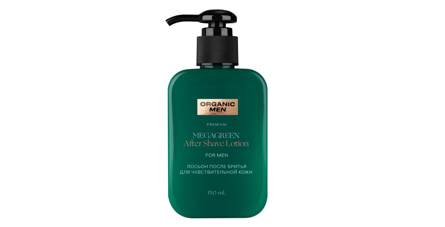 ЛОСЬОН ПОСЛЕ БРИТЬЯ ДЛЯ ЧУВСТВИТЕЛЬНОЙ КОЖИ «MEGAGREEN», 150 мл 70383 Organic Men