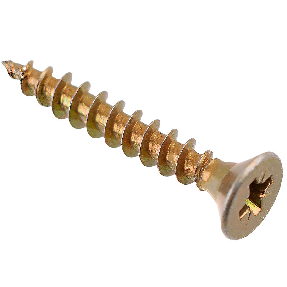 Саморез острый 3,5х32 потай, ред шаг, желт цинк (200 шт) - коробка