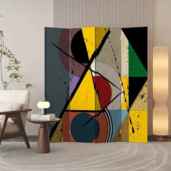 Ширма 4 створки Абстракция 1,8*1,6м на колесах двусторонняя