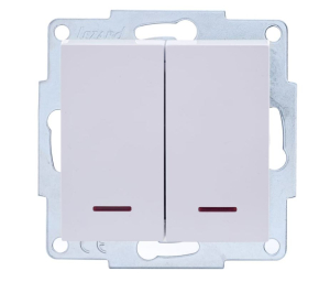 Белый выключатель  2-х клав С подсветкой 742-0288-112 VESNA (10шт)