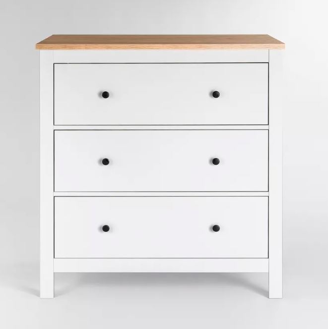 Комод САГА  3 ящика белый/ясень											