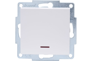Белый выключатель  1 клав  С подсветкой 742-0288-111 VESNA (10шт)