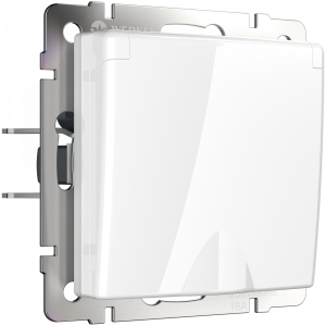 Белый розетка Скрытой установки с защитными шторками и крышкой 1 мест W1171201 (10)