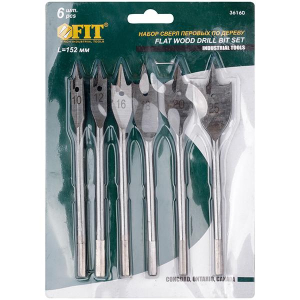 Набор сверел по дереву(перовые), 6шт.(10,12,16,18,20,25мм), FIT(50)