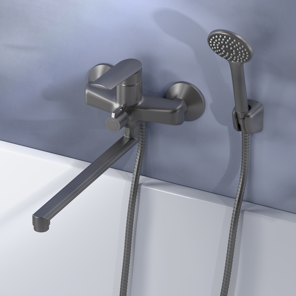 Смеситель Lagos Gun Metal для ванн, излив 300мм, с аксессуарами, арт. LG31GM 3