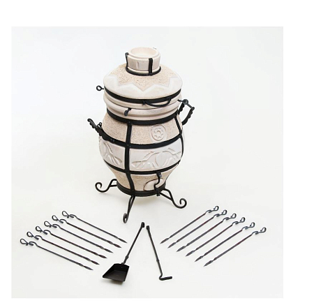 Тандыр "СамОбжар" с откидной крышкой , h-98см, d-52см, 97кг, 12 шампуров, кочерга, совок 