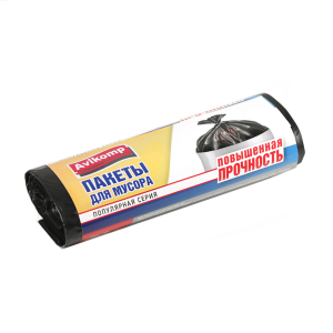 Пакеты для мусора, Суперпрочные, ПСД 220л,10  шт./рулон, черные*10 Avikomp 39 мкм(10)